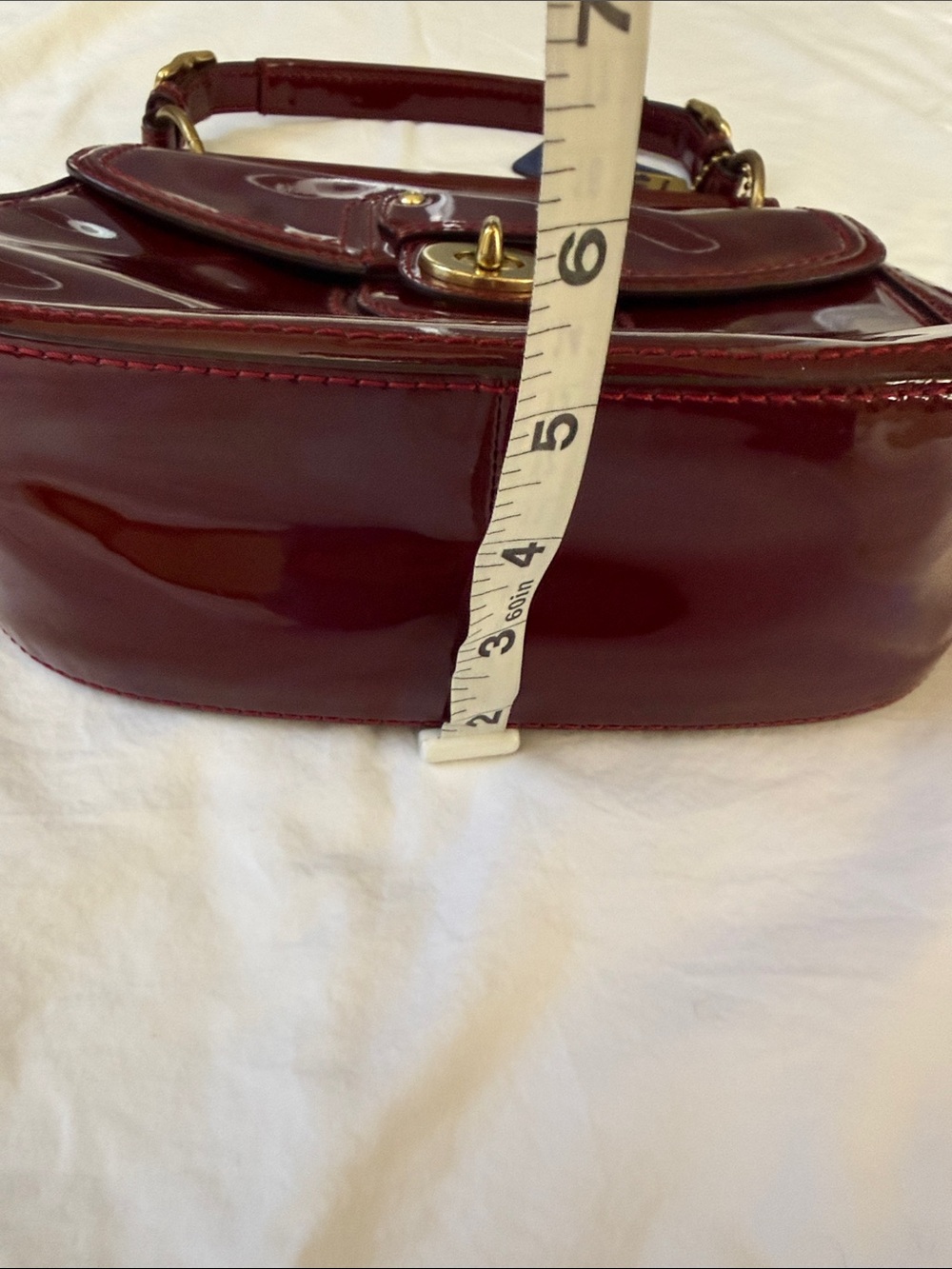 Coach Willis Top Handle Handbag in Crimson Red Patent Leather - Picture 15 of 15